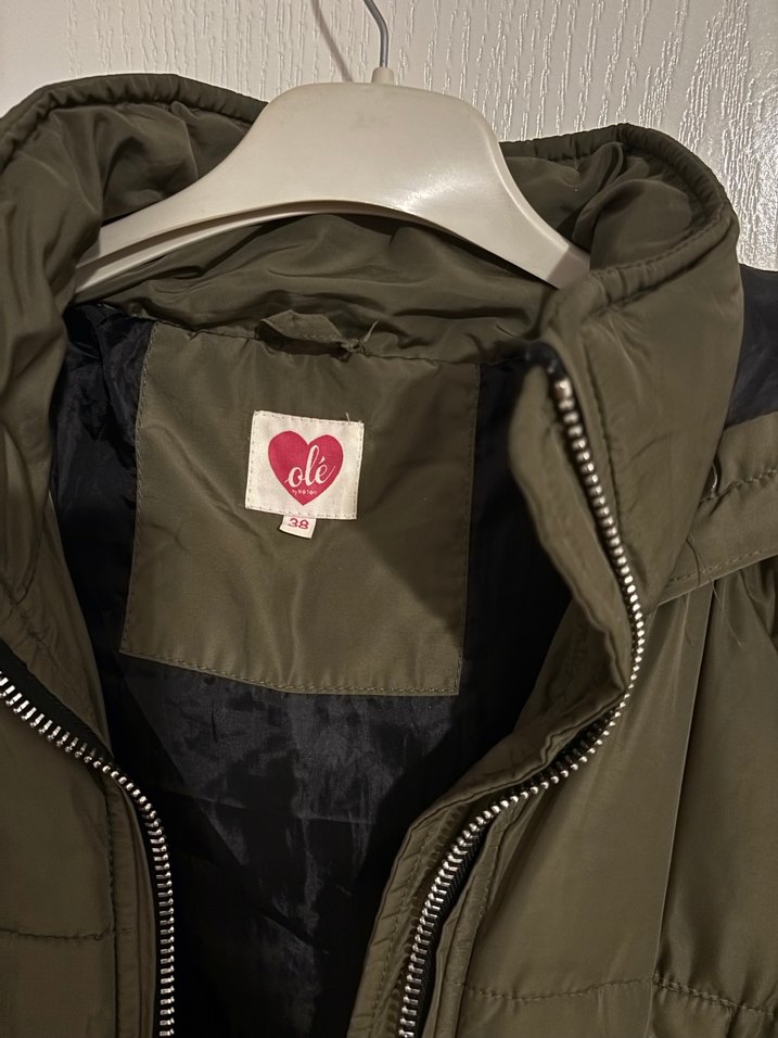 Fermuarlı Kapüşonlu Yeşil Kadın Kışlık Mont - Görsel 2