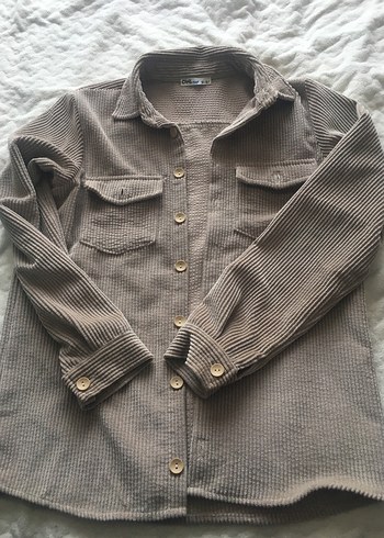 Gri Uzun Kollu Erkek Çocuk Kadife gömlek - Görsel 2