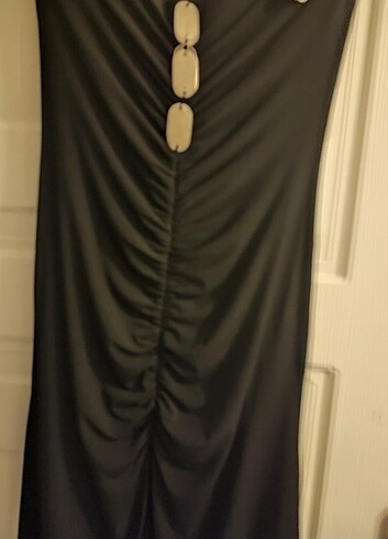 38-40 beden uyumlu siyah simetri kesim likralı elbise 