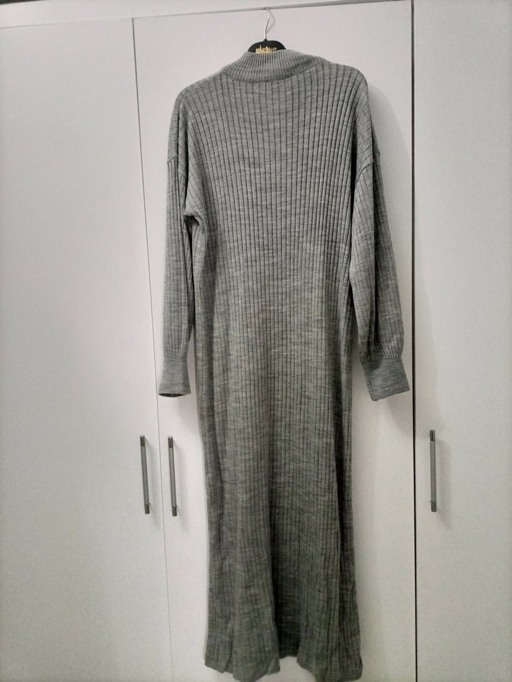 Gri Örgü Uzun Kadın Elbise - Görsel 2