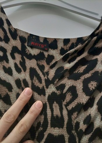 Kahverengi Leopar Desenli Uzun Elbise - Görsel 3