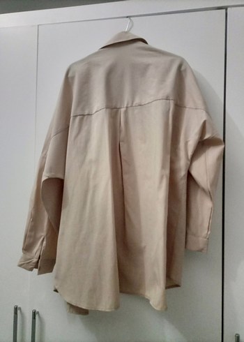Bej Uzun Kollu Keten Salaş Gömlek hiç giyilmedi - Görsel 3