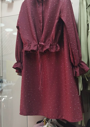 diğer Beden Bordo Fırfırlı Kadın Tunik