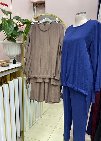 Diger Kadın Camel Keten Uzun Kollu Tunik