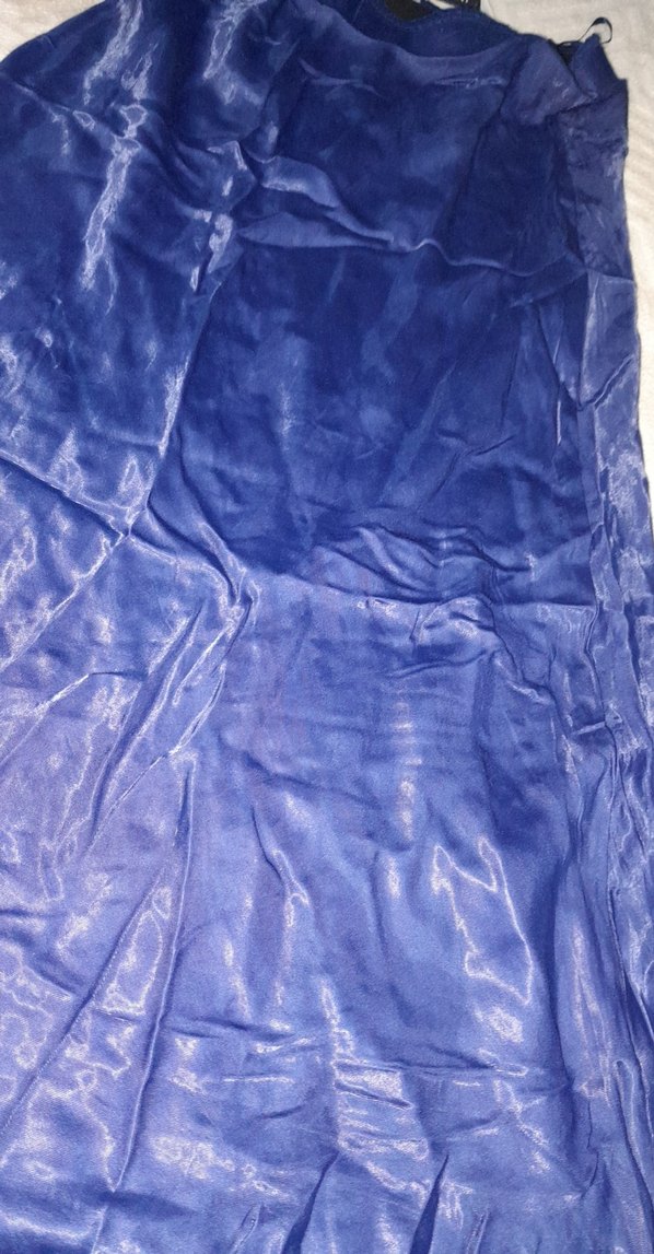 Drapeli Parlak Mavi Uzun Kadın Etek - Görsel 2