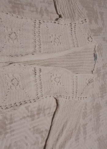 Nakışlı Bej Örgü Bohem Kadın Hırka - Görsel 2