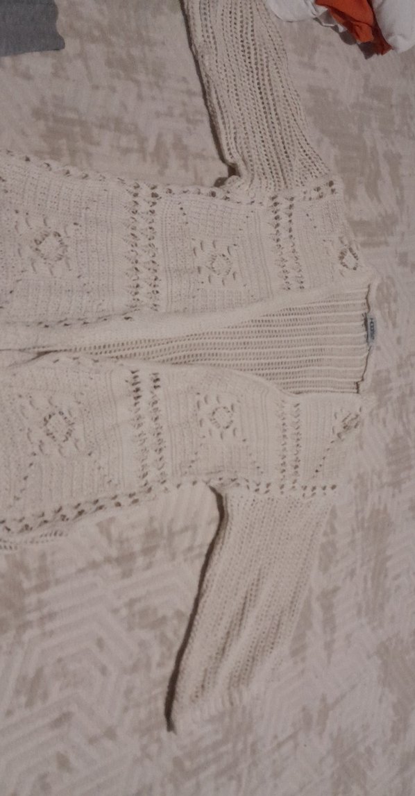 Nakışlı Bej Örgü Bohem Kadın Hırka - Görsel 2