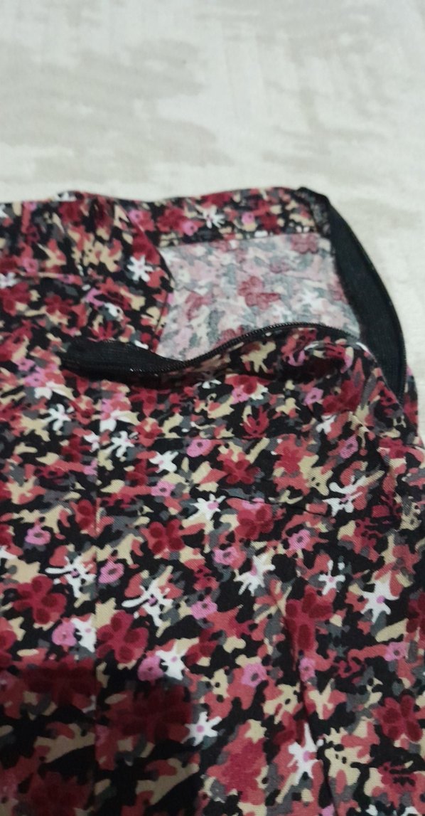 Bordo Bağlama Desenli Uzun Midi Etek - Görsel 3