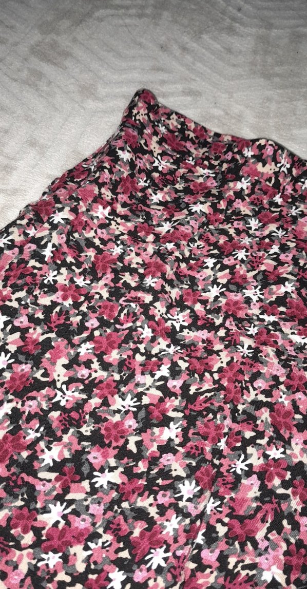 Bordo Bağlama Desenli Uzun Midi Etek - Görsel 4