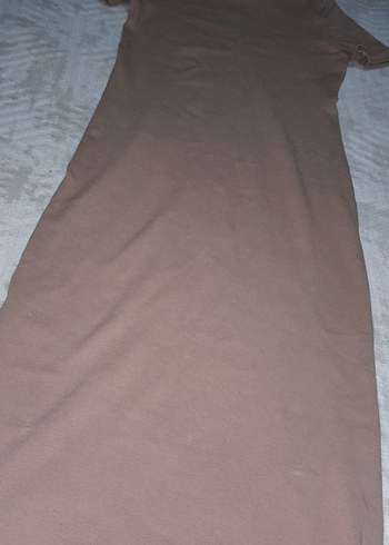 Bej Kısa Kollu Uzun Kadın Elbise - Görsel 2