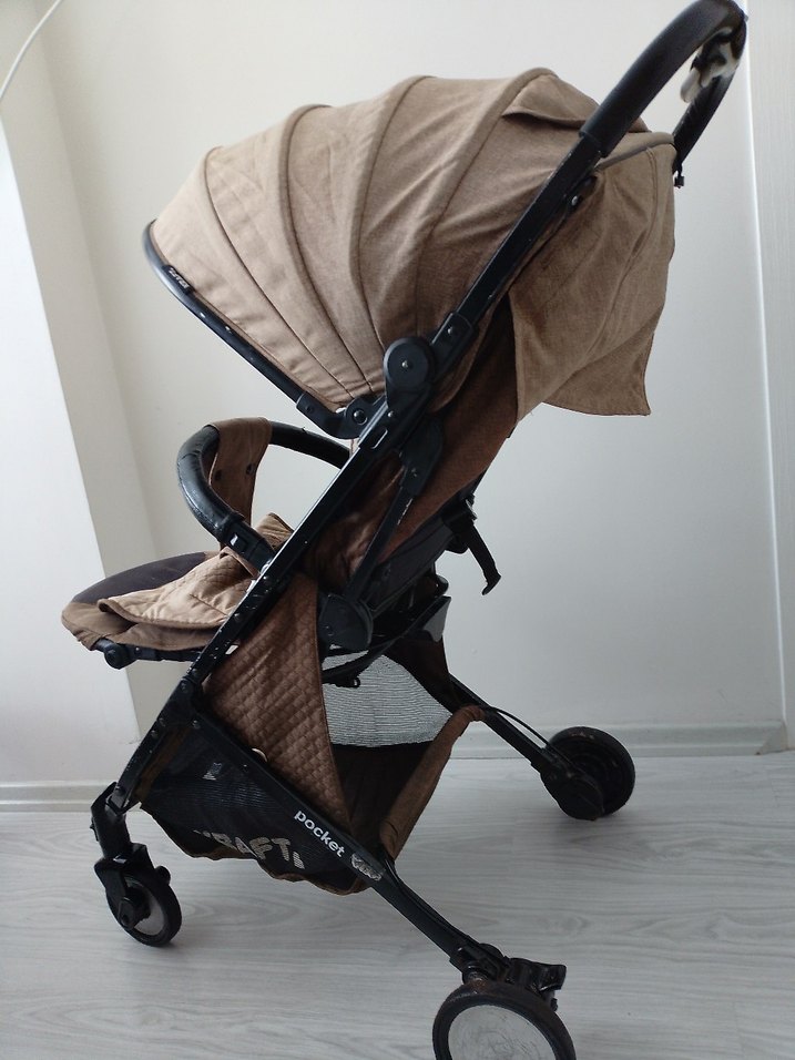 Kraft Katlanabilir Kahverengi Bebek Arabası - Görsel 3