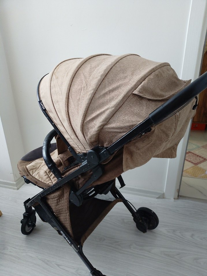 Kraft Katlanabilir Kahverengi Bebek Arabası - Görsel 4