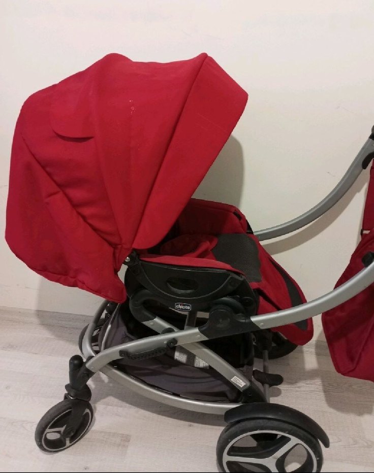 Koyu Kırmızı Bebek Arabası - Görsel 2