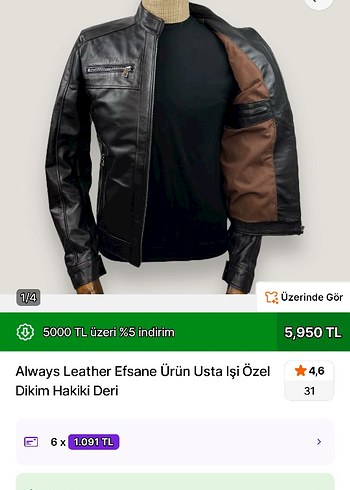 Siyah Deri Biker Ceket, Kemerli, Regular Fit - Görsel 3