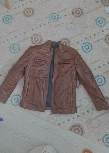 Kahverengi Biker Deri Erkek Ceket - Görsel 2