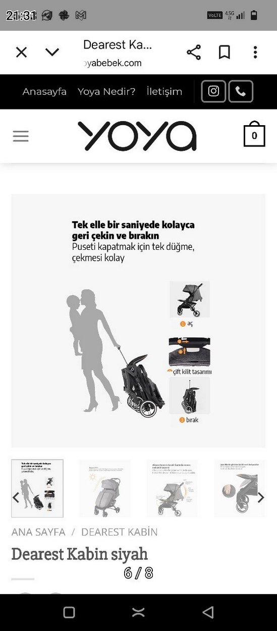 Katlanabilir Ön Pedallı Siyah Bebek Arabası - Görsel 3