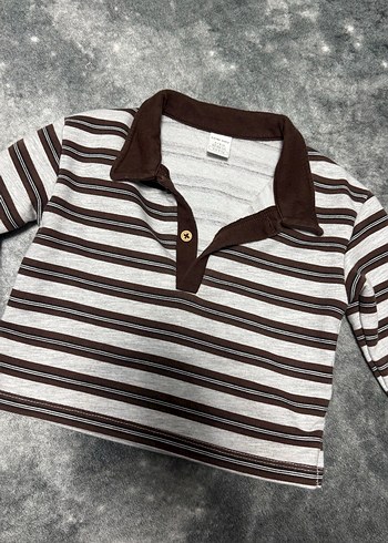 Erkek Çocuk Kahverengi Gri Çizgili Gömlek - Görsel 2