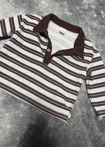 Erkek Çocuk Kahverengi Gri Çizgili Gömlek - Görsel 3