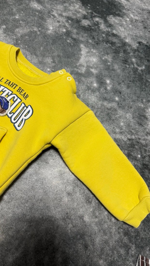 Erkek Sarı Düğmeli Sweatshirt - Görsel 3