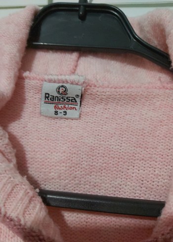 9 Yaş Beden Kız Çocuk Pembe Kapüşonlu Triko Hırka