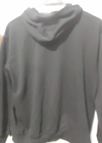 12-13 Yaş Beden siyah Renk Kız çocuğu Siyah Kapüşonlu Baskılı Sweatshirt