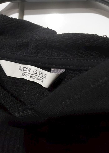 12-13 Yaş Beden Kız çocuğu Siyah Kapüşonlu Baskılı Sweatshirt
