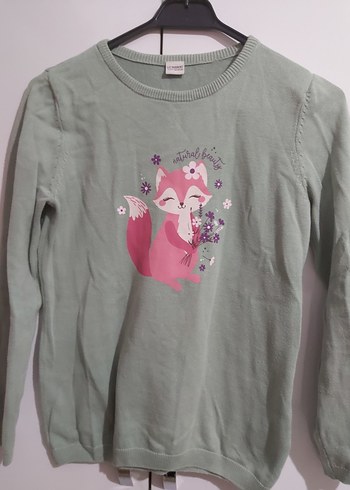 Kız Çocuk Gri Baskılı Triko Sweatshirt
