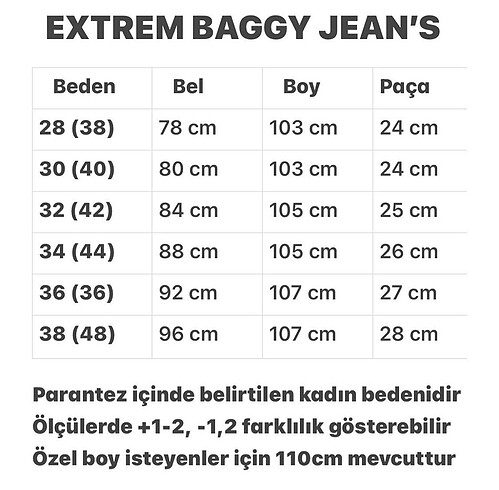 48 Beden BAGGY MODEL JEAN.