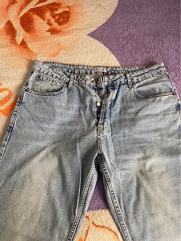 48 Beden mavi Renk Unisex eskitme jean pantolon.