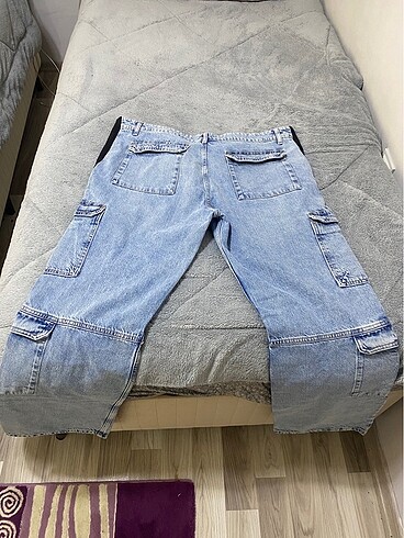 48 Beden mavi Renk Kargo BAGGY JEAN.