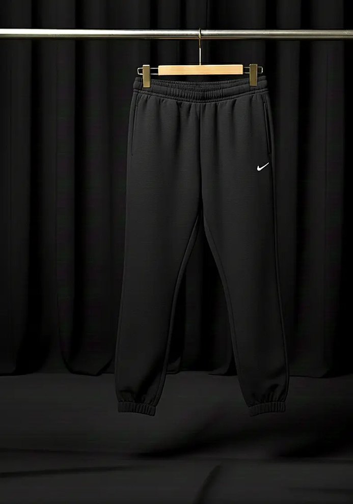 Erkek Siyah Regular Fit ayağı lastikli eşofman - Görsel 2