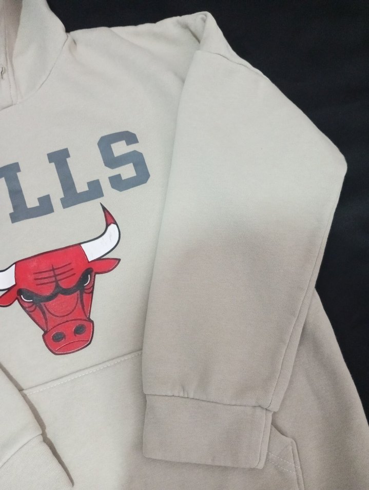 Gri BULLS Kapüşonlu Sweatshirt - Görsel 3