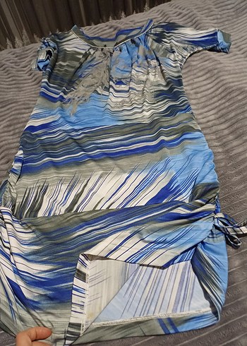 Mavi Gri Bağlamalı mini elbise - Görsel 4