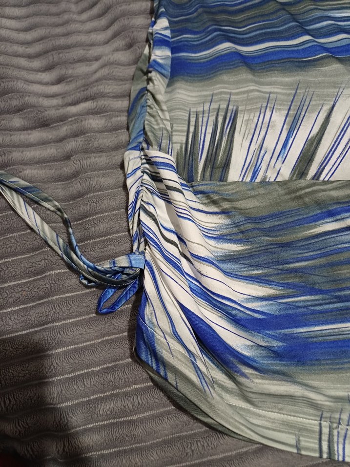 Mavi Gri Bağlamalı mini elbise - Görsel 2