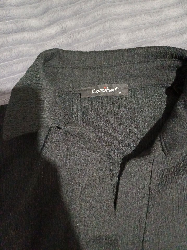 Erkek Siyah Keten Kısa Kollu Gömlek - Görsel 2