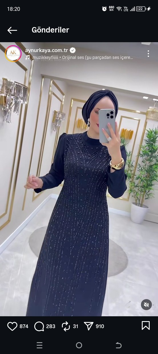 Lacivert işlemeli abiye - Görsel 5