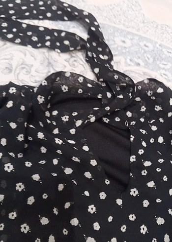 Siyah çiçek desenlı sifon elbise - Görsel 3