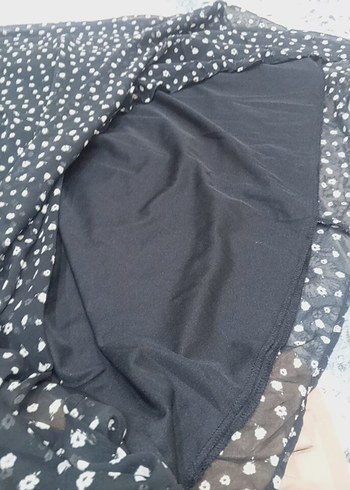 Siyah çiçek desenlı sifon elbise - Görsel 7