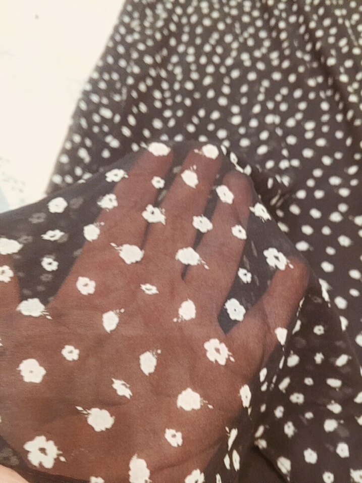 Siyah çiçek desenlı sifon elbise - Görsel 5