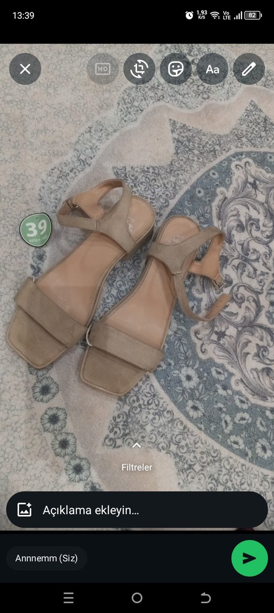 Bej Süet Tokalı Kadın Topuklu Ayakkabı - Görsel 2