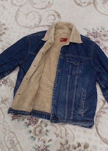 Düğmeli Mavi Kadın  erkek Kot Ceket unı - Görsel 2