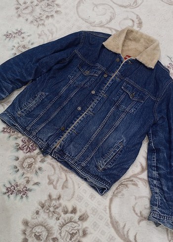 Düğmeli Mavi Kadın  erkek Kot Ceket unı - Görsel 7