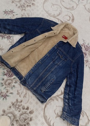 Düğmeli Mavi Kadın  erkek Kot Ceket unı - Görsel 3