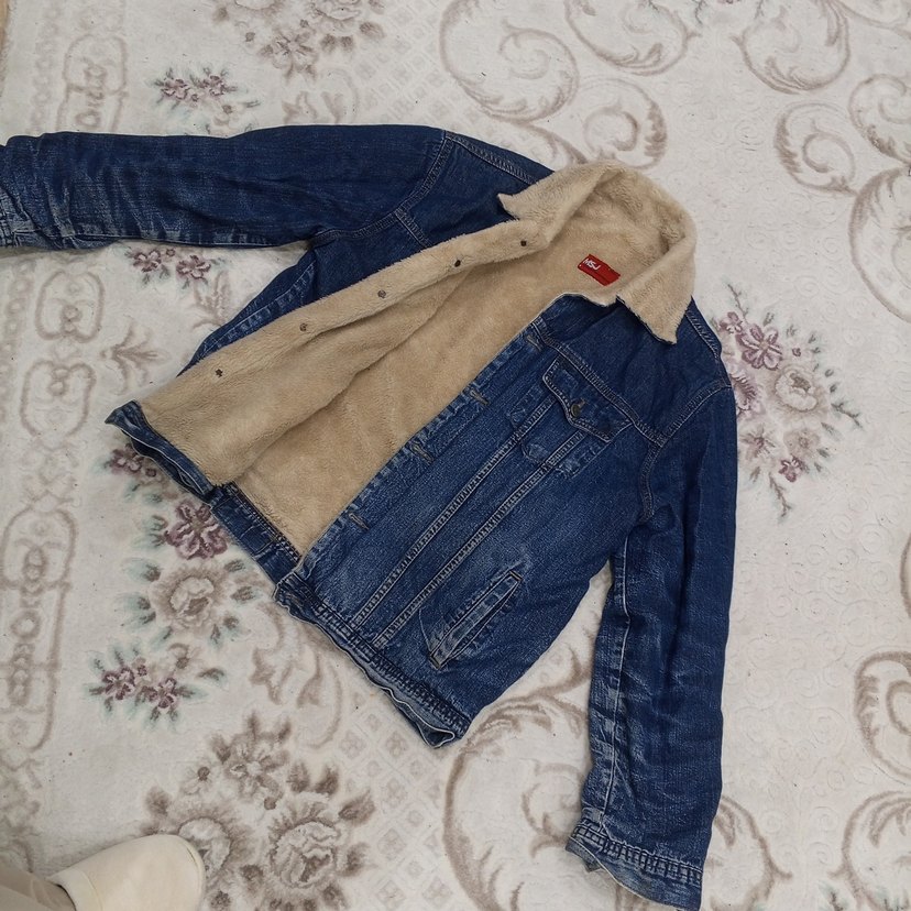 Düğmeli Mavi Kadın  erkek Kot Ceket unı - Görsel 3