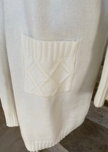 Krem Uzun Kollu Örgü Kadın Hırka - Görsel 3