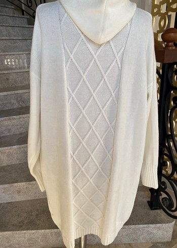 Krem Uzun Kollu Örgü Kadın Hırka - Görsel 4