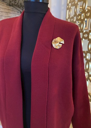 Bordo Uzun Kadın hırka STD - Görsel 2