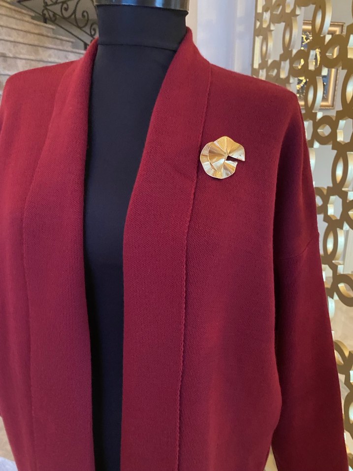 Bordo Uzun Kadın hırka STD - Görsel 2