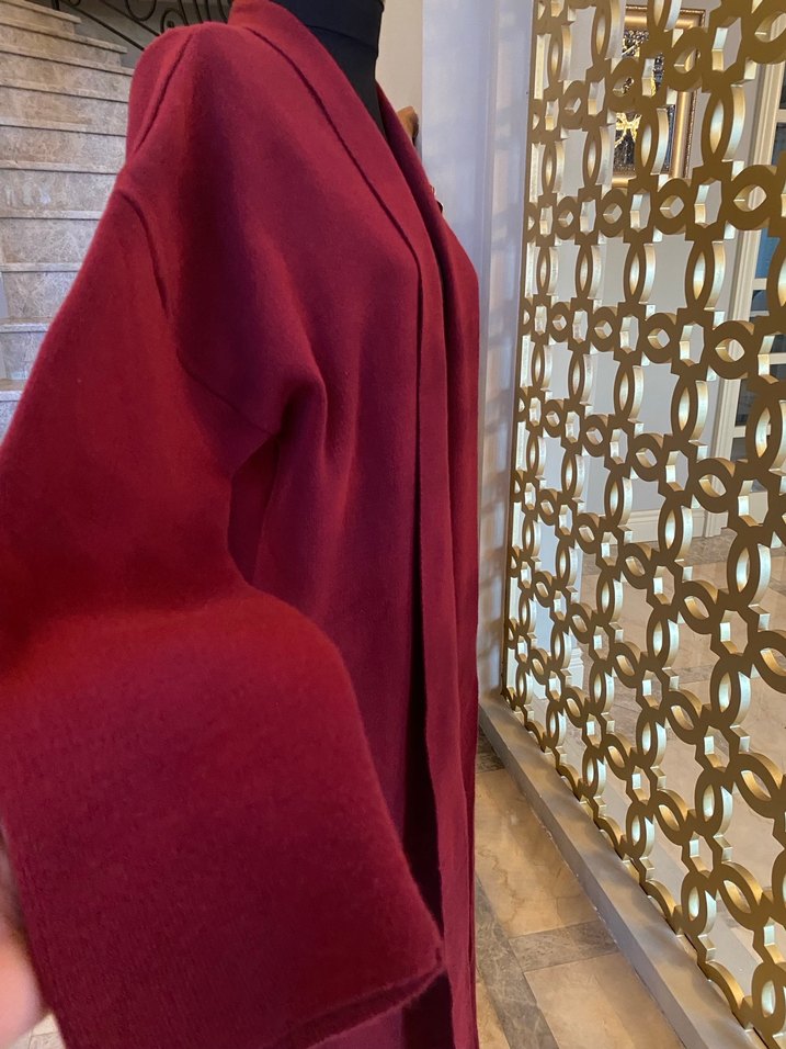 Bordo Uzun Kadın hırka STD - Görsel 3