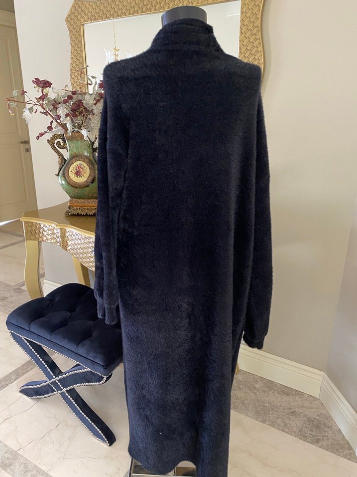 Kadın Siyah Uzun angora hırka std - Görsel 4